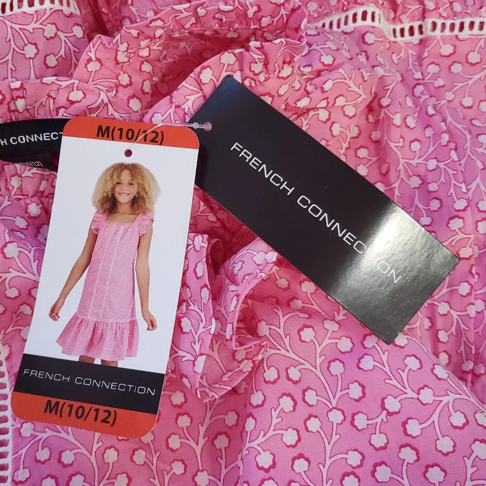 French Connection Girl's Pink Ruffle Summer Dress M